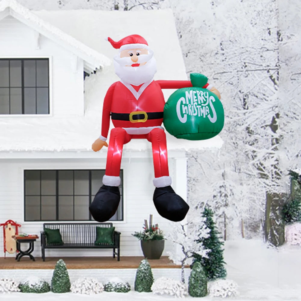 8FT Christmas Inflatable Climbing Santa with LED Lights