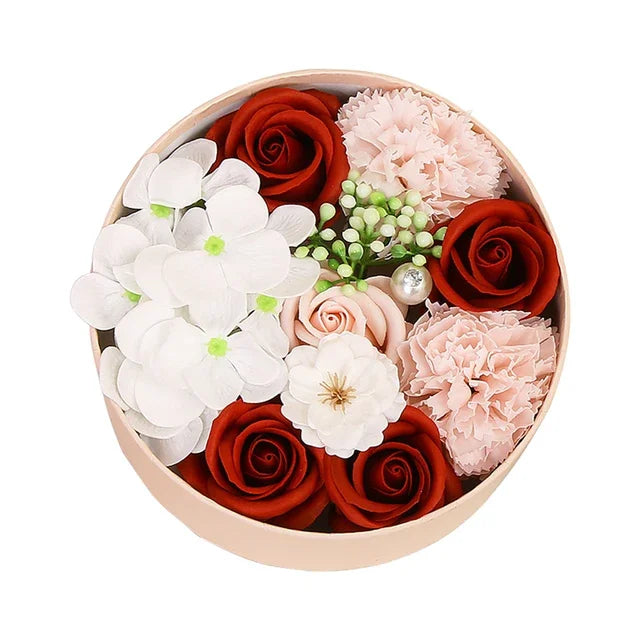 Round “Hug Bucket” Flower Box – Soap Flower Gift Set