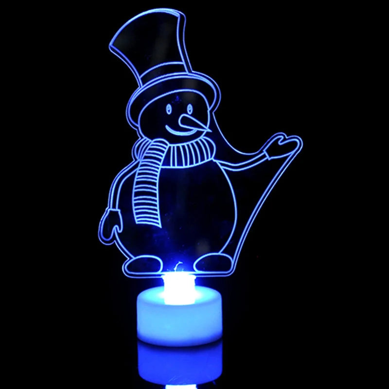 LED Mini Snowman Night Lights - Colorful Flashing Ornament