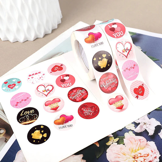 500-Pack Valentine’s Heart Stickers