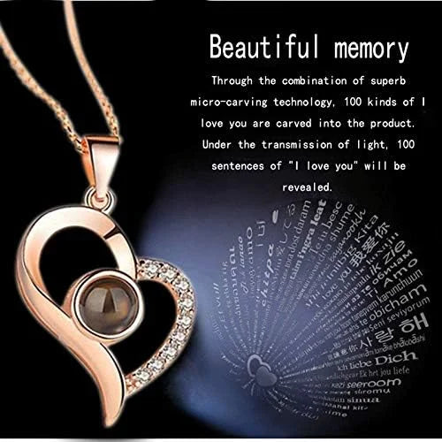 Eternal Rose Gift Box with 100 Languages “I Love You” Necklace