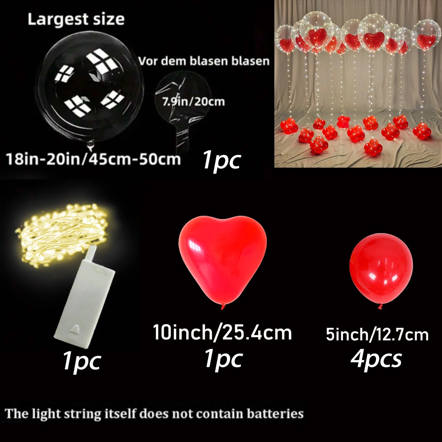 LED Luminous Balloon Set – Heart & Wave Designs