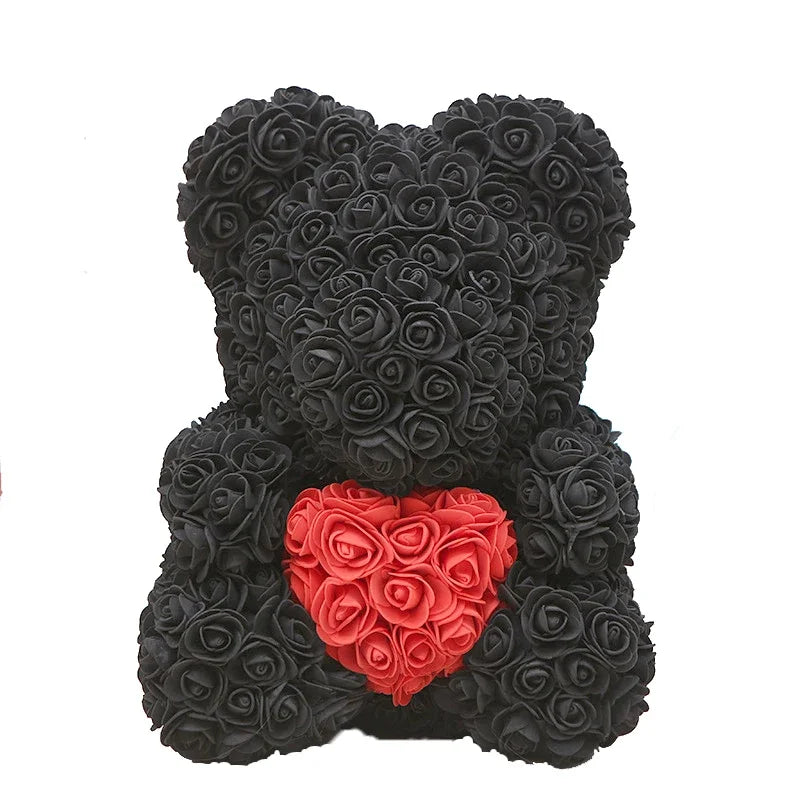 40cm PE Rose Teddy Bear – Artificial Flower Gift