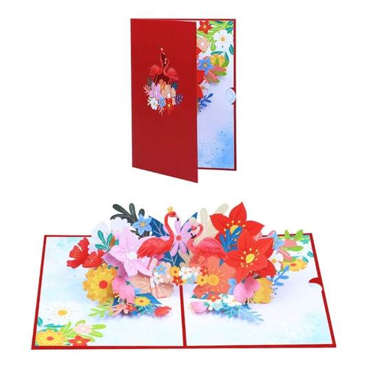 3D Flamingo Floral Pop-Up Card