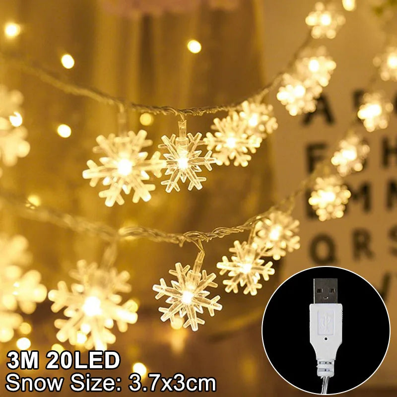 Snowflake LED Hanging Garland Lights