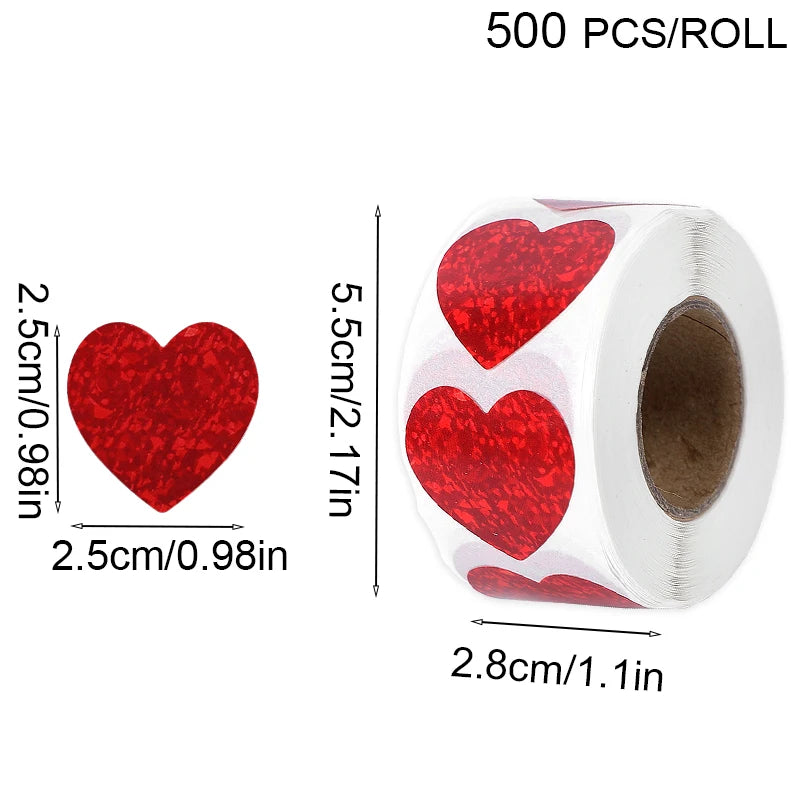 500-Pack Valentine’s Heart Stickers