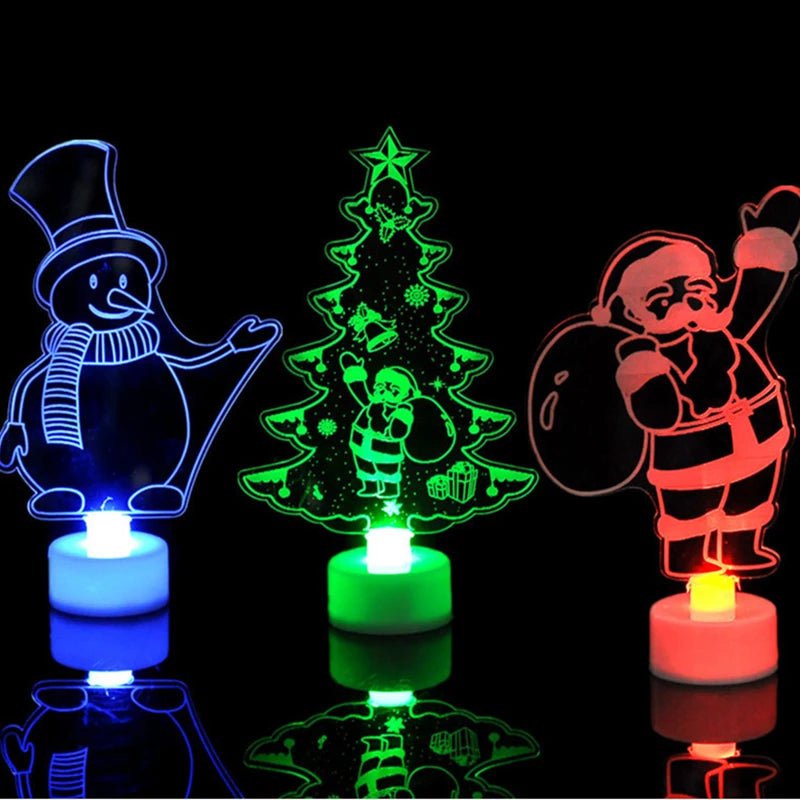 LED Mini Snowman Night Lights - Colorful Flashing Ornament