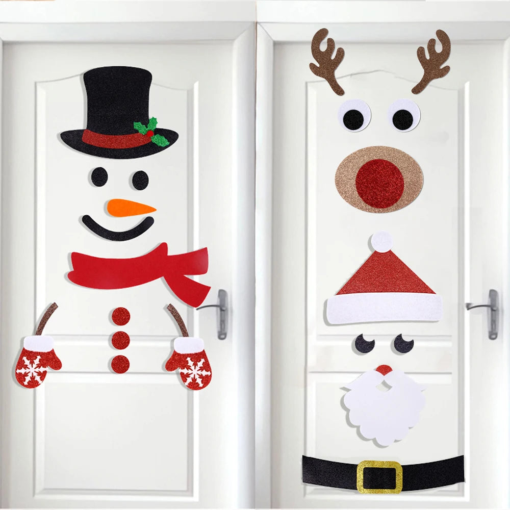 Christmas Felt Door & Window Stickers - Santa, Snowman, Elk