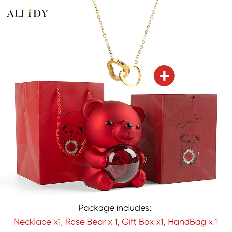 Eternal Rose & Rotating Teddy Bear Gift Box