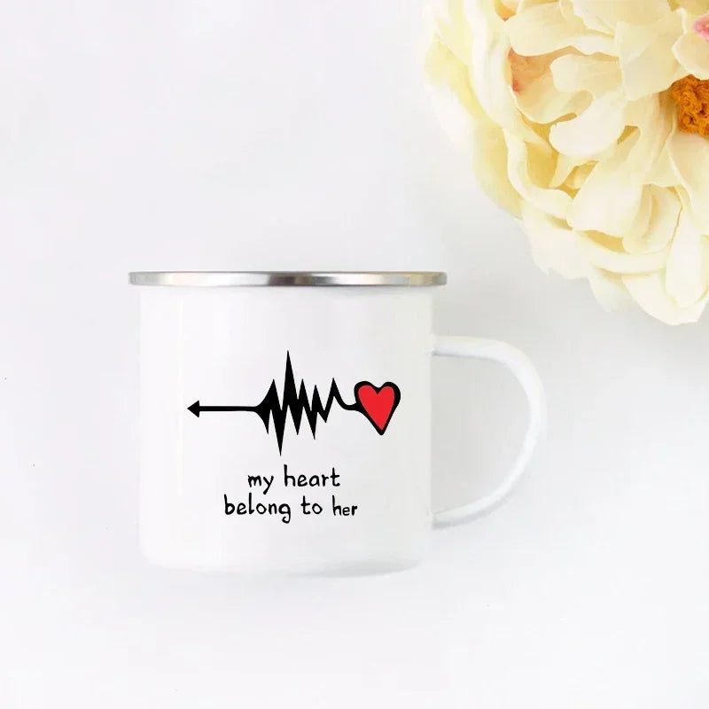 Husband and Wife Enamel Mug Mr and Mrs Mugs Cute Valentine's Day Gift His and Hers Lovers Camp Cup Gift for Couples