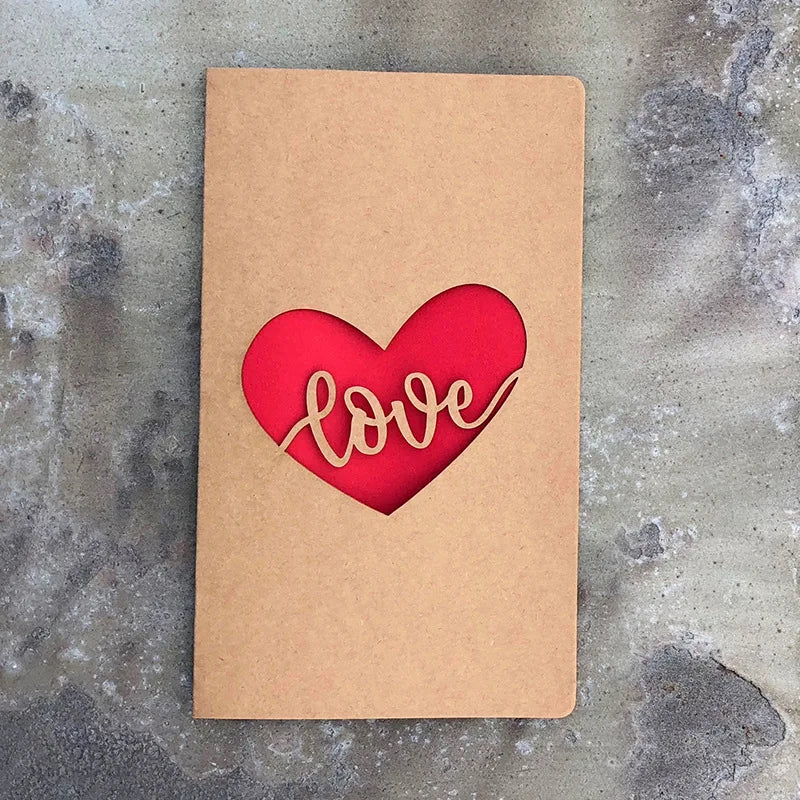 Retro Kraft Love Greeting Card with Envelope