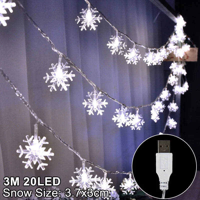 Snowflake LED Hanging Garland Lights