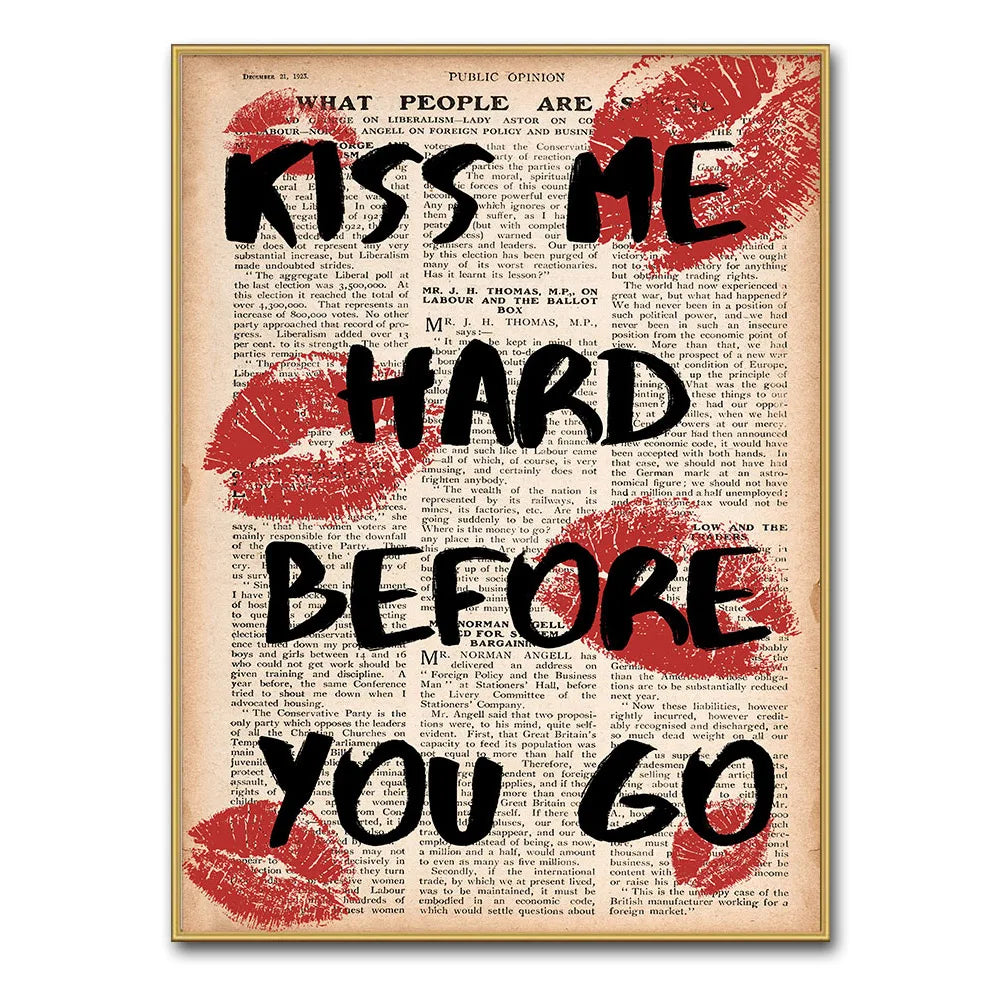 Kiss Lips Vintage Canvas Print