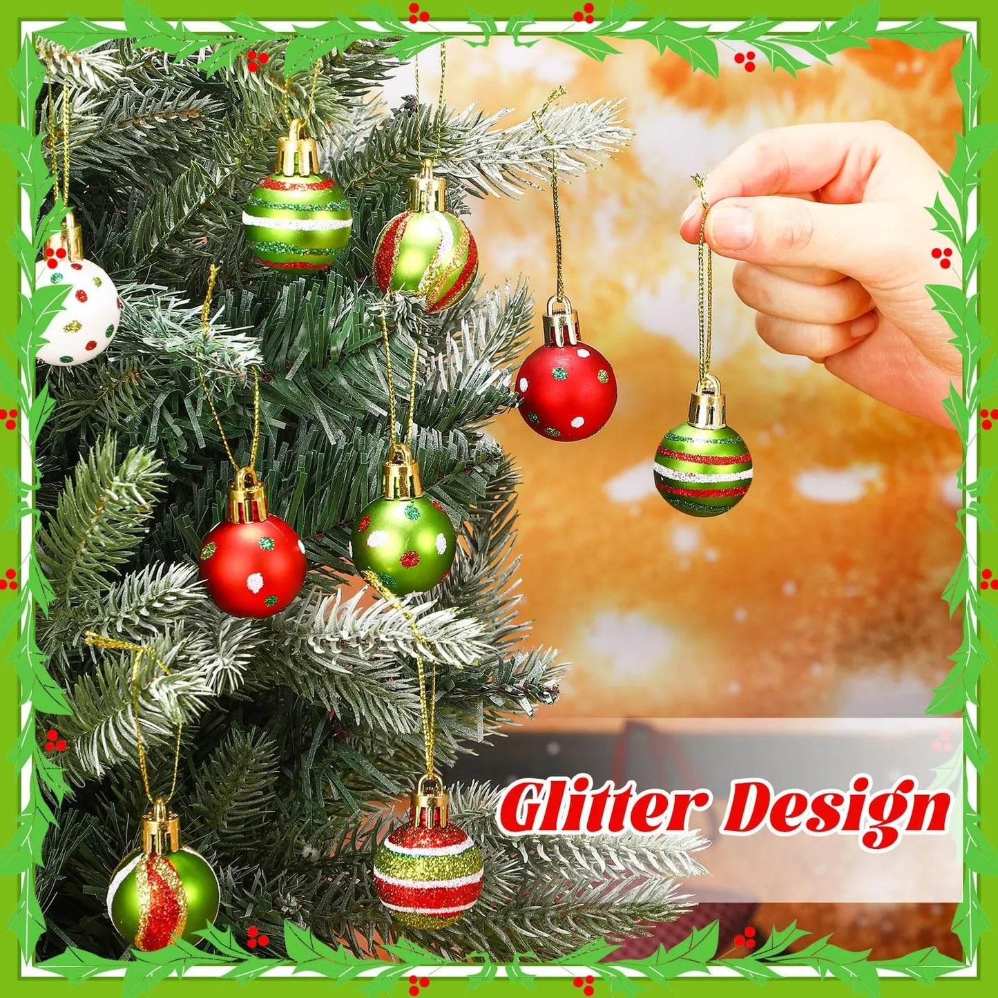 12-Piece Glittering Christmas Ball Ornament Set