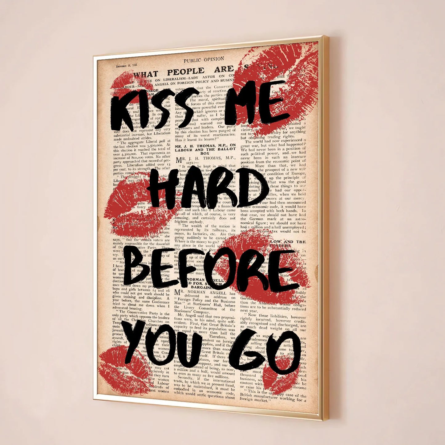 Kiss Lips Vintage Canvas Print