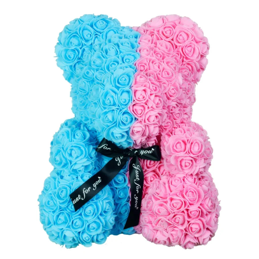 40cm PE Rose Teddy Bear – Artificial Flower Gift