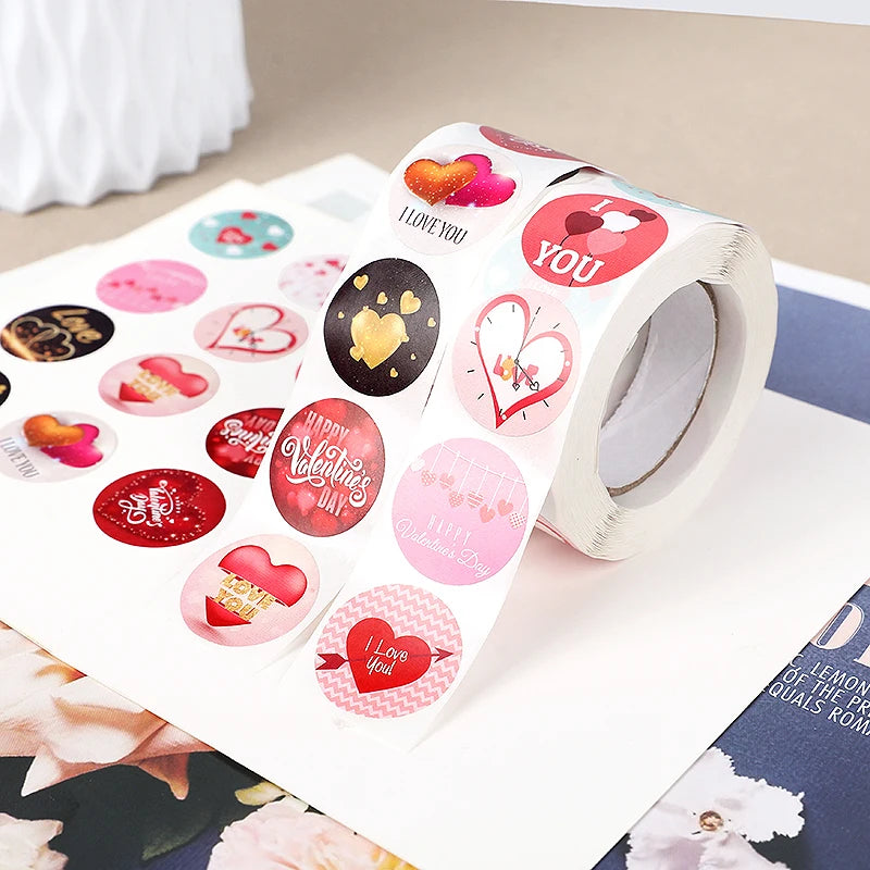 500-Pack Valentine’s Heart Stickers