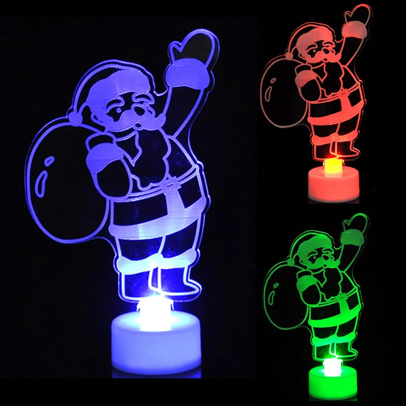 LED Mini Snowman Night Lights - Colorful Flashing Ornament