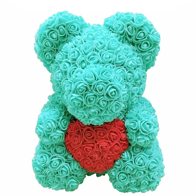 40cm PE Rose Teddy Bear – Artificial Flower Gift