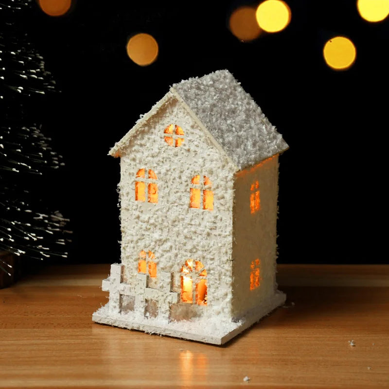 LED Wooden Christmas Cabin Ornament