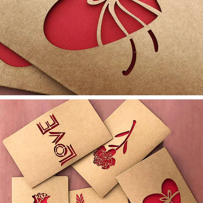 Cutout Love Heart & Rose Greeting Card