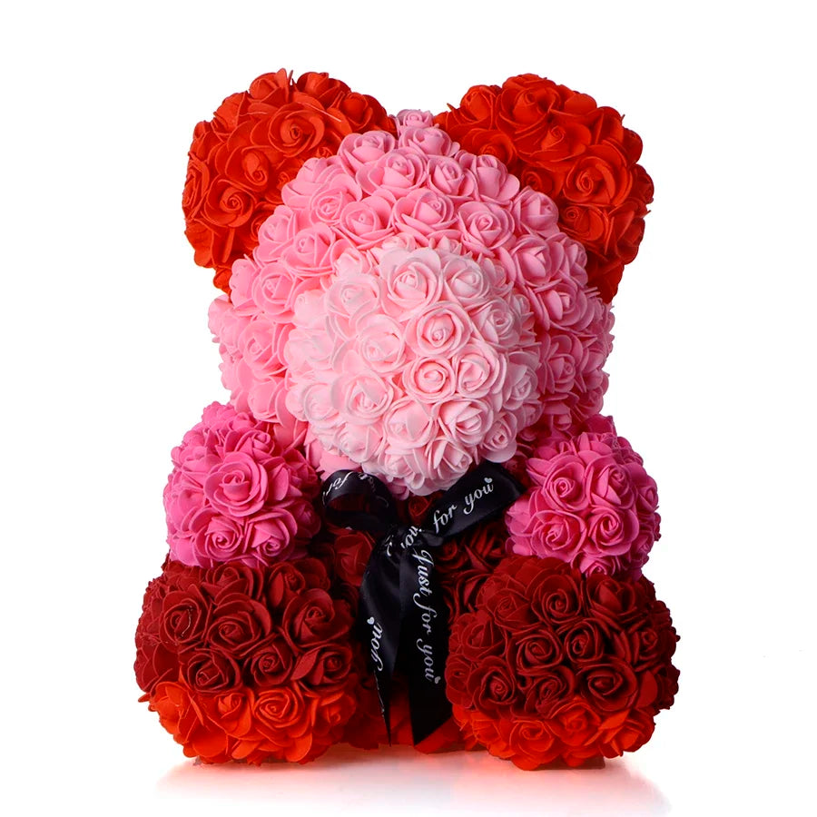 40cm PE Rose Teddy Bear – Artificial Flower Gift