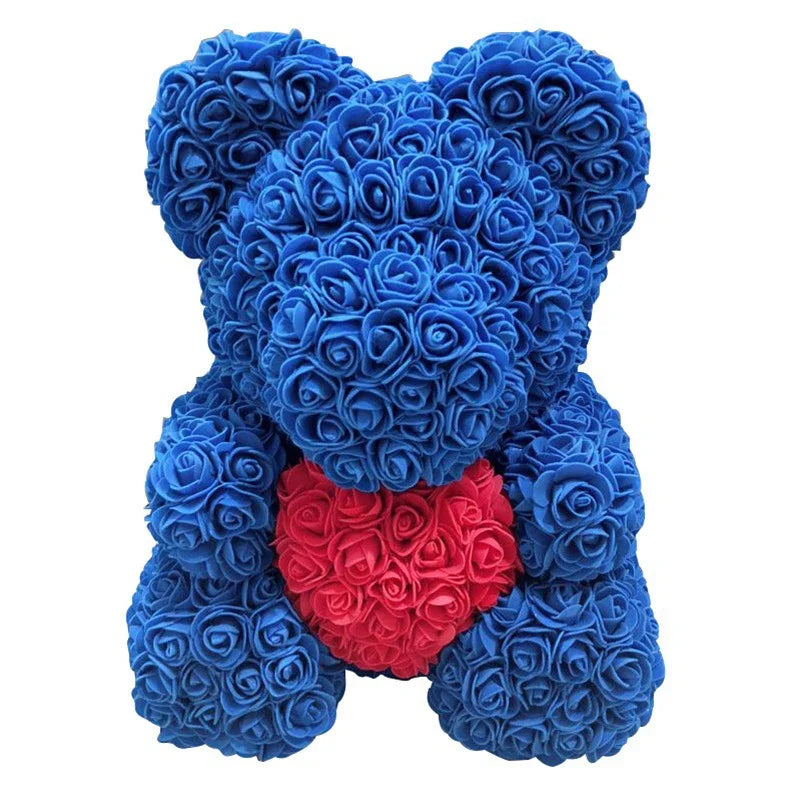 40cm PE Rose Teddy Bear – Artificial Flower Gift