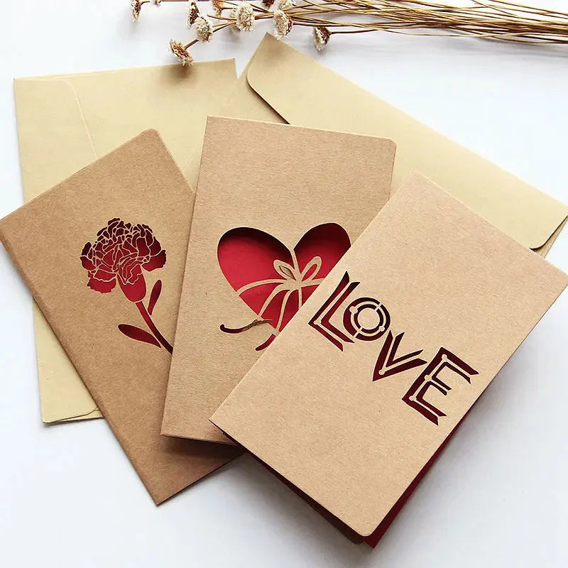 Cutout Love Heart & Rose Greeting Card