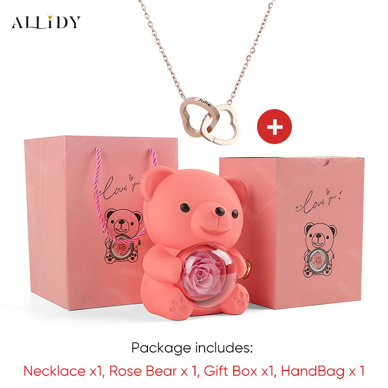 Eternal Rose & Rotating Teddy Bear Gift Box