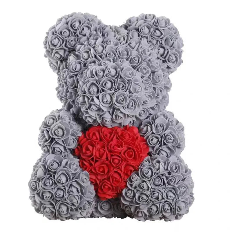 40cm PE Rose Teddy Bear – Artificial Flower Gift