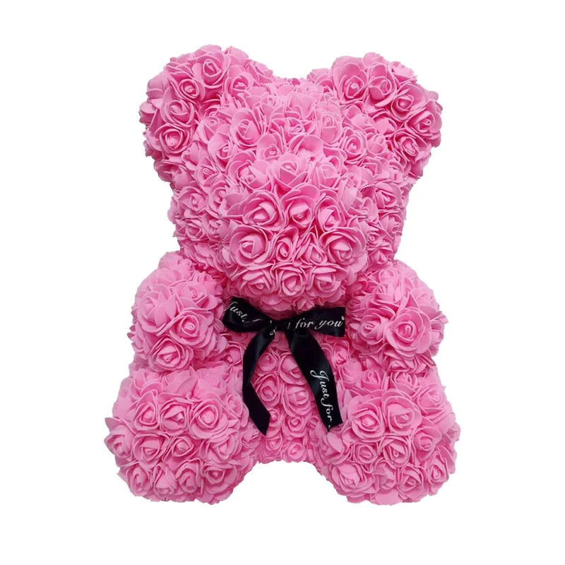 40cm PE Rose Teddy Bear – Artificial Flower Gift