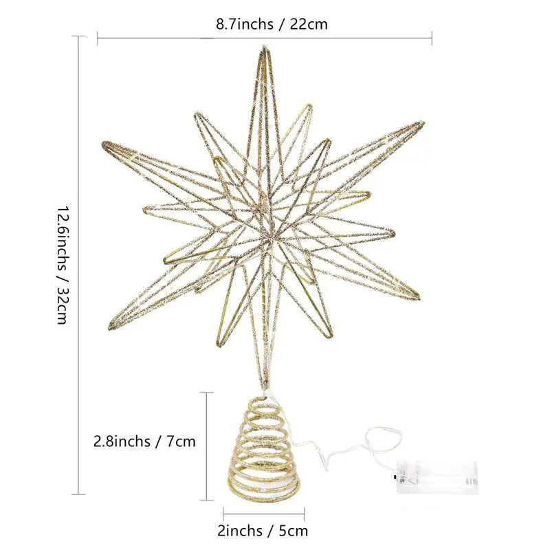 12.6 Inch LED Glitter Christmas Tree Topper Star