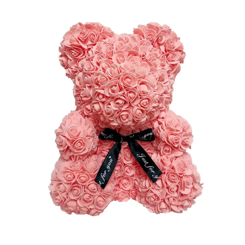 40cm PE Rose Teddy Bear – Artificial Flower Gift