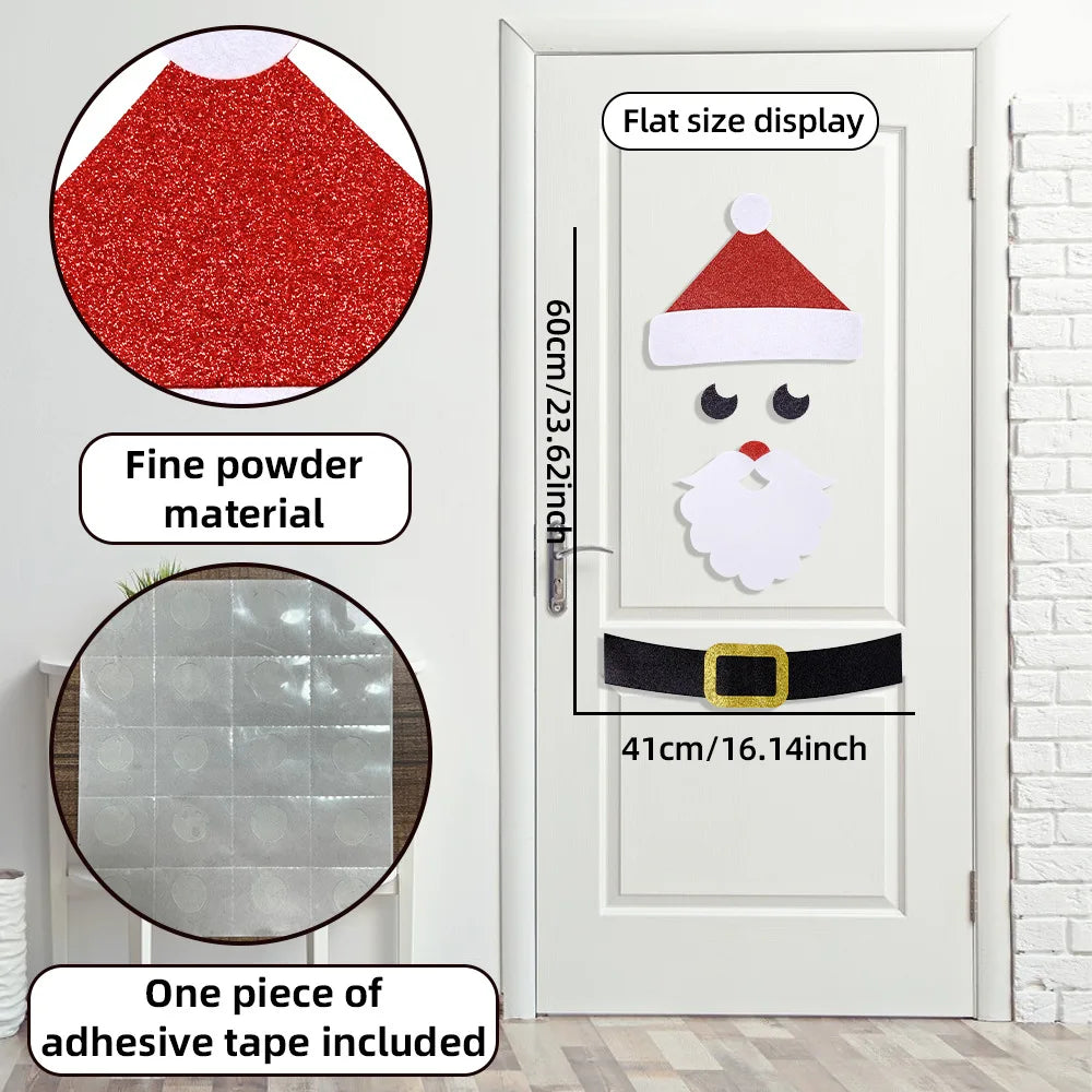 Christmas Felt Door & Window Stickers - Santa, Snowman, Elk