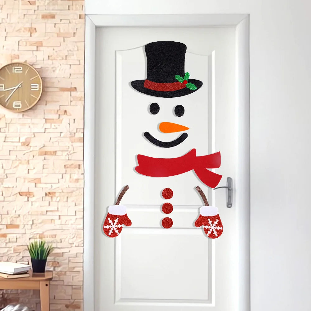 Christmas Felt Door & Window Stickers - Santa, Snowman, Elk