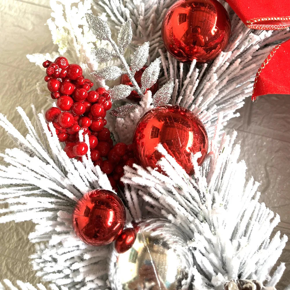 Christmas Wreath Rattan Set with Red Bow