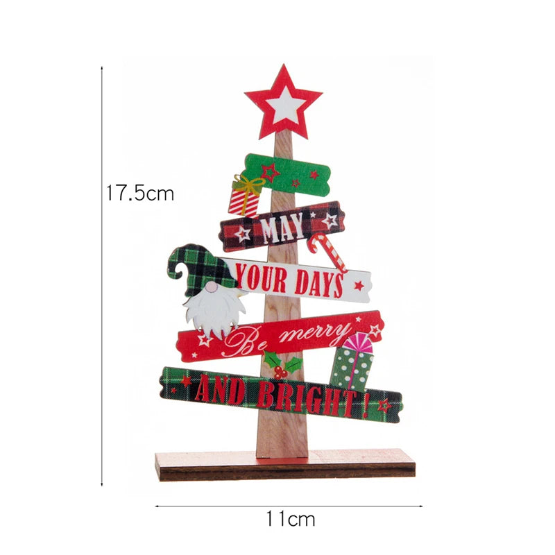 Wooden Christmas Tree Desktop Ornament - Merry Christmas Sign