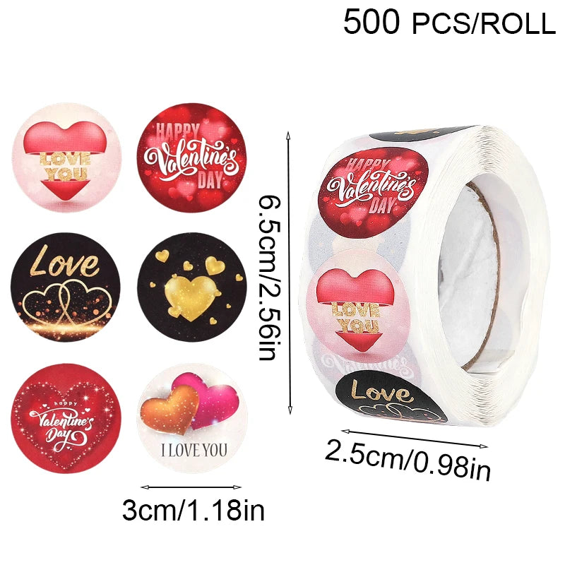 500-Pack Valentine’s Heart Stickers