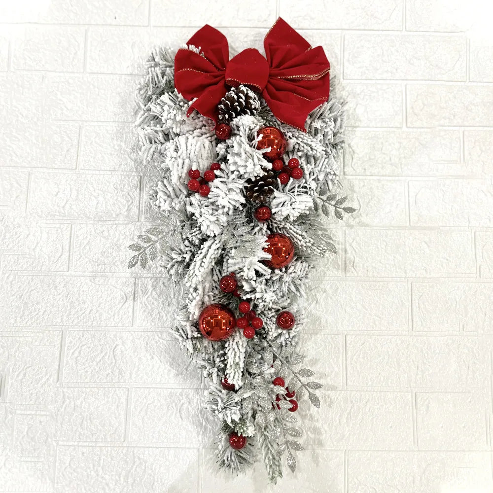 Christmas Wreath Rattan Set with Red Bow