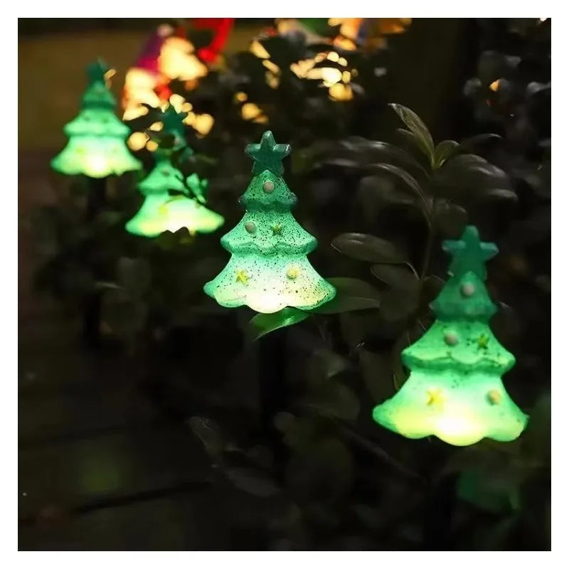 Solar LED Christmas Tree Ground Lamp - Snowman & Santa Design | 5pcs