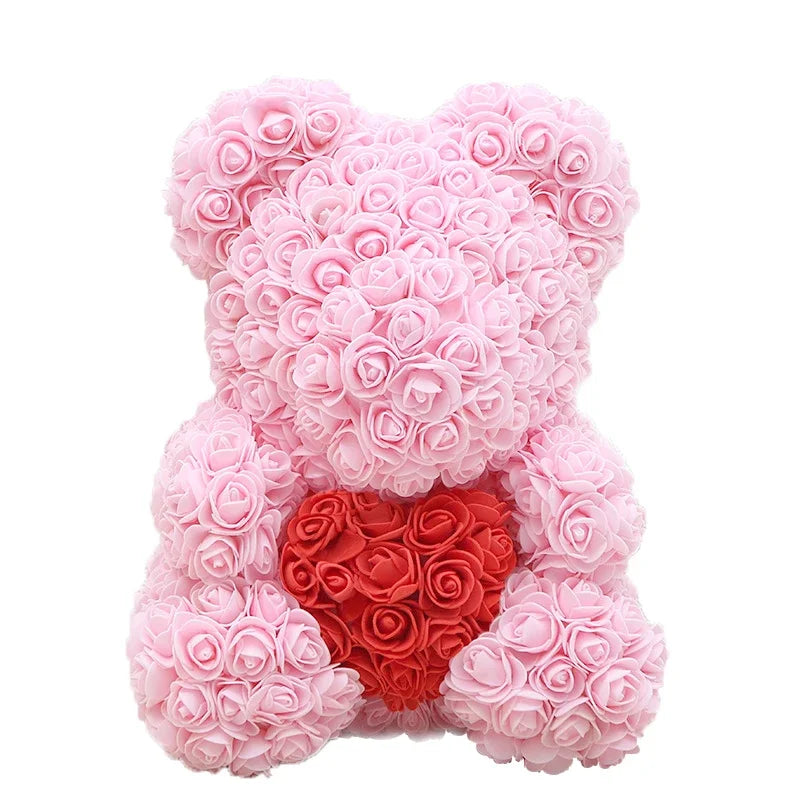 40cm PE Rose Teddy Bear – Artificial Flower Gift