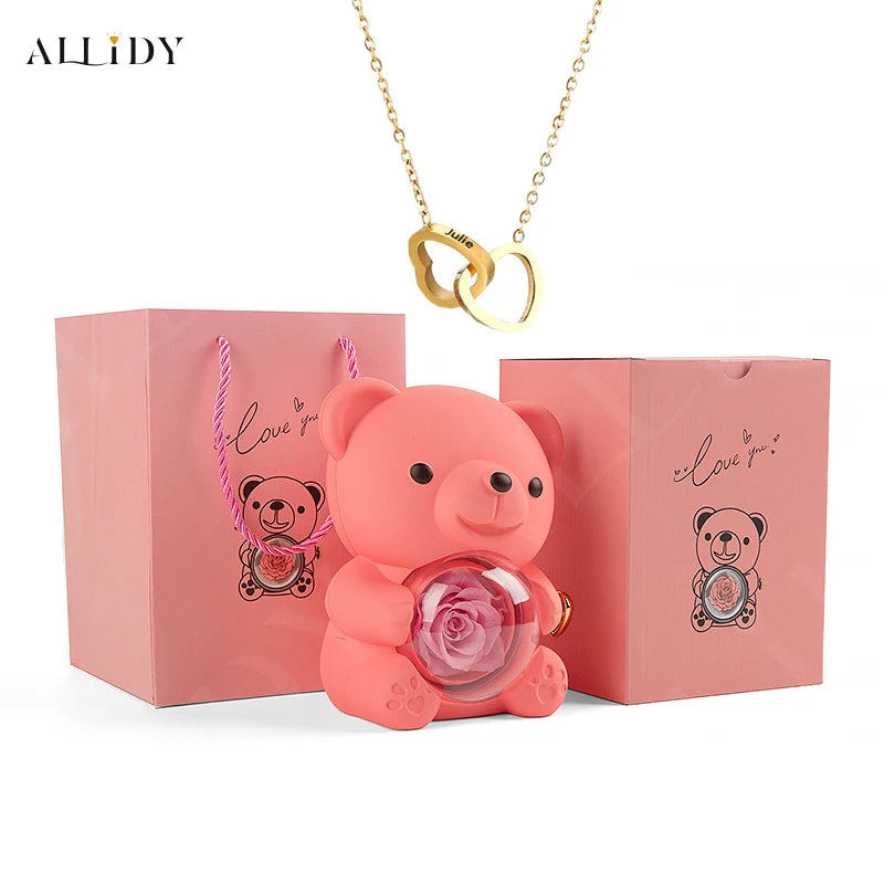 Eternal Rose & Rotating Teddy Bear Gift Box