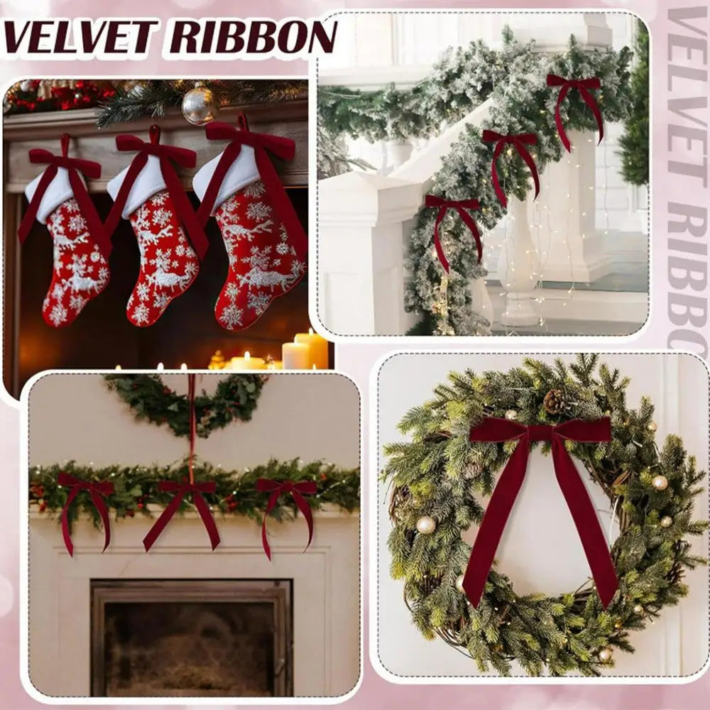 12PCS Velvet Christmas Bows