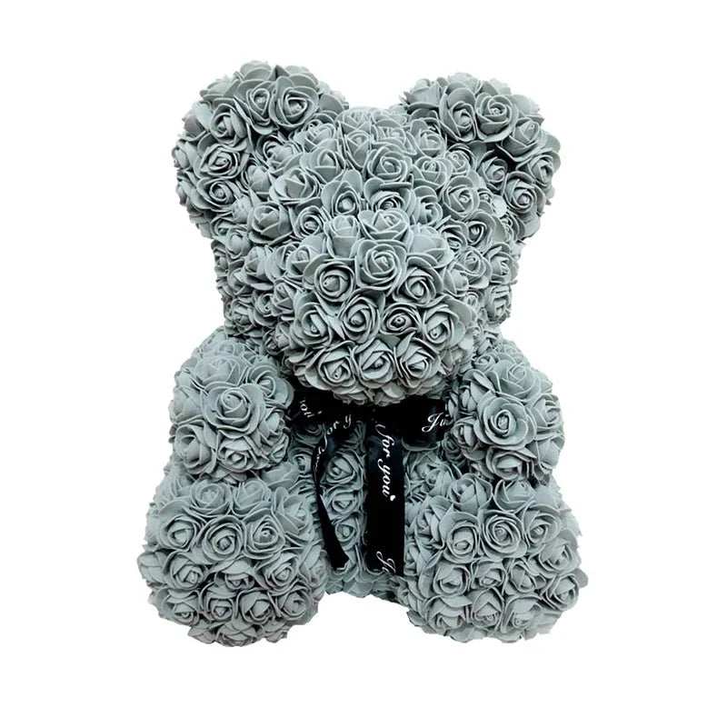 40cm PE Rose Teddy Bear – Artificial Flower Gift