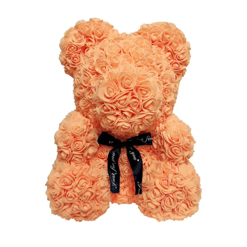 40cm PE Rose Teddy Bear – Artificial Flower Gift