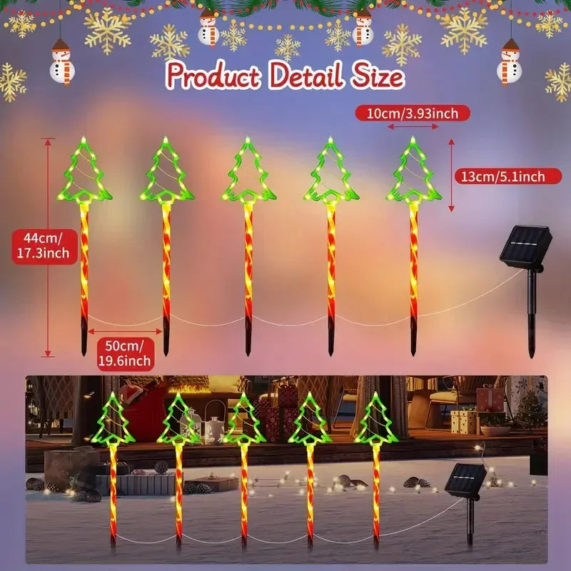 Solar LED Christmas Tree Ground Lamp - Snowman & Santa Design | 5pcs