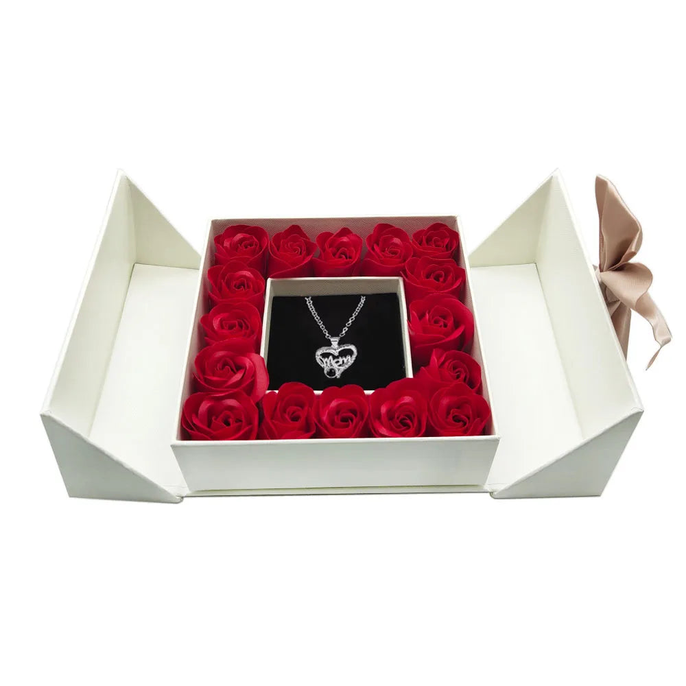 Eternal Rose Gift Box with 100 Languages “I Love You” Necklace