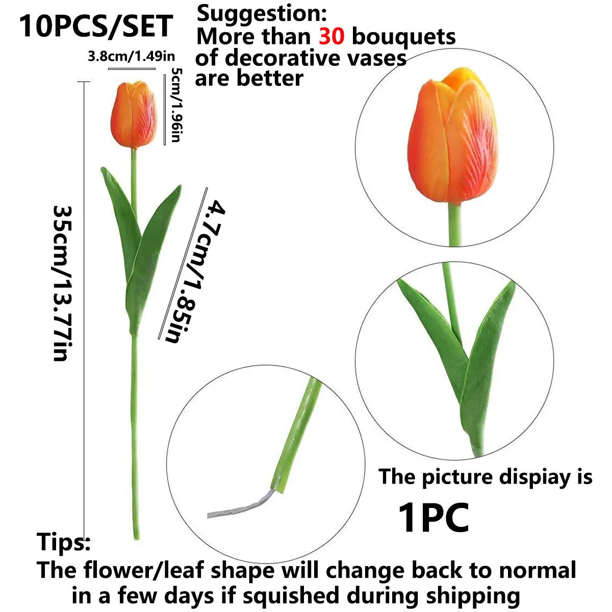 10PCS Real-Touch Tulip Artificial Flowers