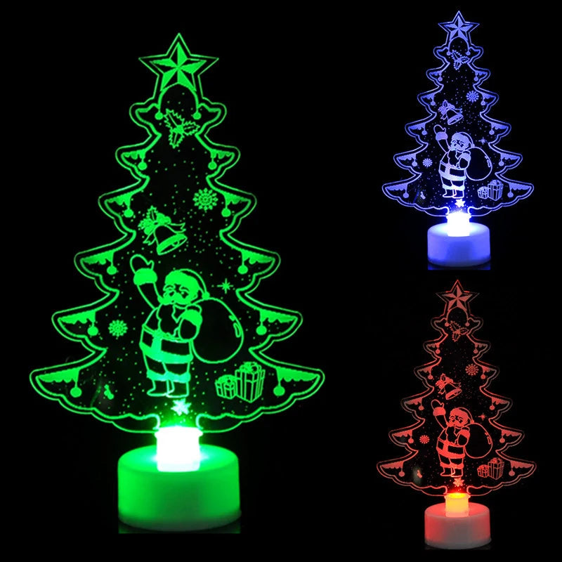 LED Mini Snowman Night Lights - Colorful Flashing Ornament